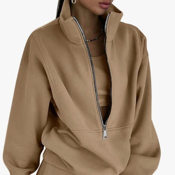 Women's Set Half Zip Sweatshirt & Jogger Sweatpants Set NWT NEW - Picture 2 of 6